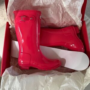 Hunter Girls Rowen Pink Rain Boots “Big Kids Original Gloss”